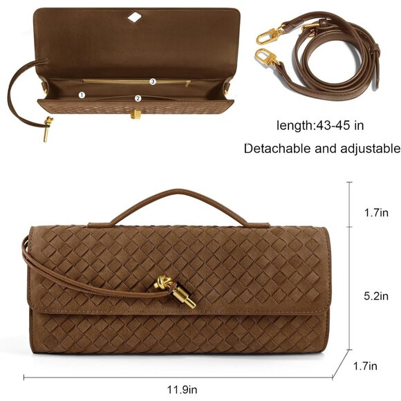 Stylish 12-Inch Woven Handbag with Adjustable Strap - Ideal for All Occasions - Picture 4 of 7